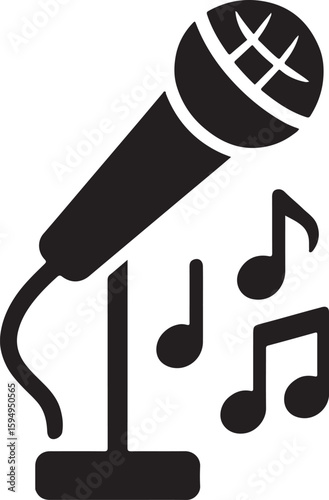 Silhouette vector of a stand-up comedy microphone, ideal for performance, entertainment, and stage show visuals.