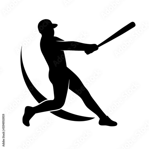 Baseball Player Silhouette Hitting a Ball