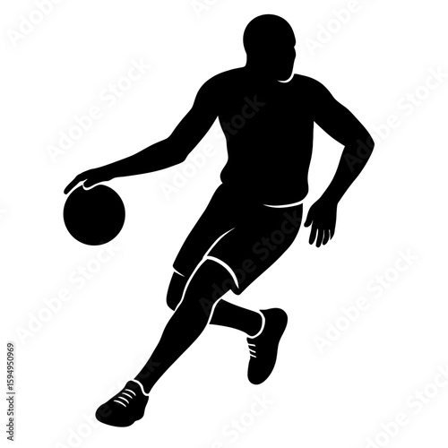 Basketball Player Silhouette in Motion Illustration