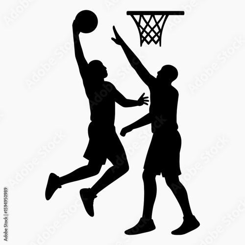 Dynamic Basketball Dunk Silhouette Illustration