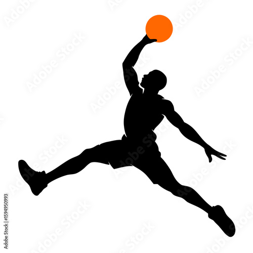 Dynamic Basketball Dunk Silhouette Illustration