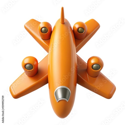 Stylized orange airplane with four engines isolated on white background