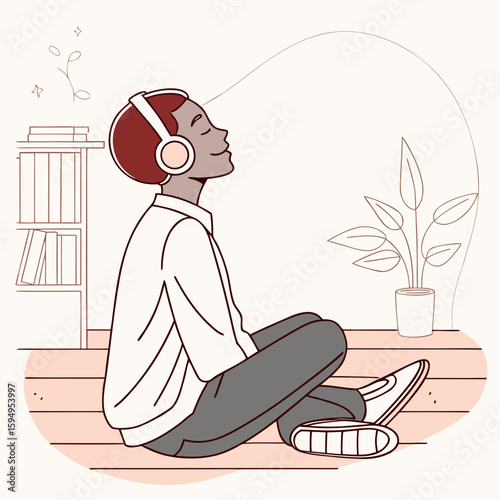 illustration of a girl listening music