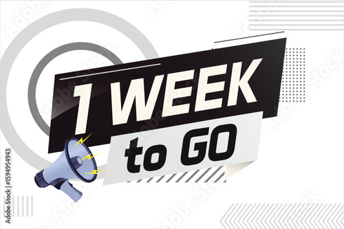 1 week to go word concept vector illustration with megaphone and 3d style for use landing page, template, ui, web, mobile app, poster, banner, flyer, background, gift card, coupon
