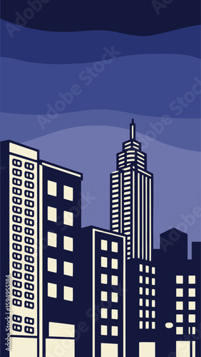 Modern City Buildings Under Blue Night Sky