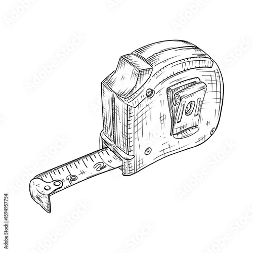 measuring tape vector sketch line art hand drawn ilustration 
