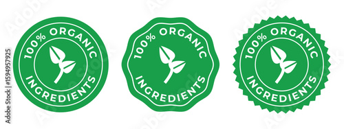 100% Organic Ingredients Vector Set