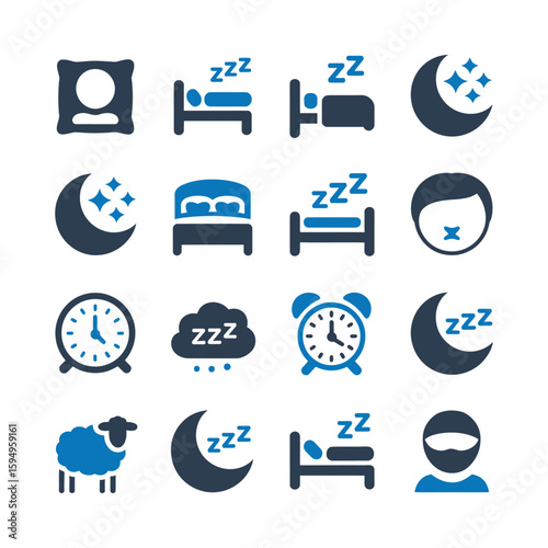 Sleep and dream related icon set