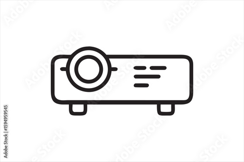 Projector Outline Icon on White Background – Line Art Vector


