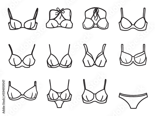 women undergarments icons, set of line icons, icon sheet