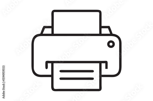 Printer Icon on White Background – Line Art Vector

