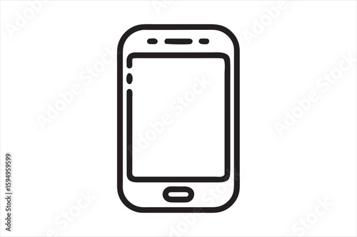 Smartphone Outline Icon on White Background – Line Art Vector


