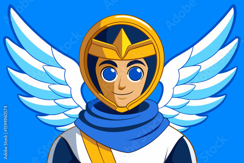 Cartoon Aviator with Wings and Goggles – Fantasy Pilot Character Vector Illustratio