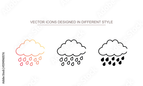 Heavy Rain Drops icon design with white background stock illustration