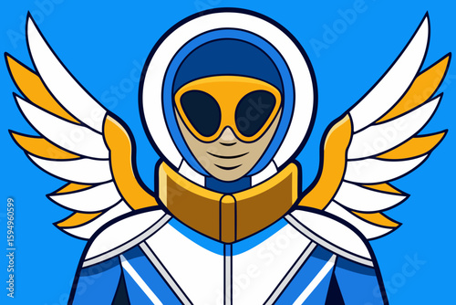 Cartoon Aviator with Wings and Goggles – Fantasy Pilot Character Vector Illustratio