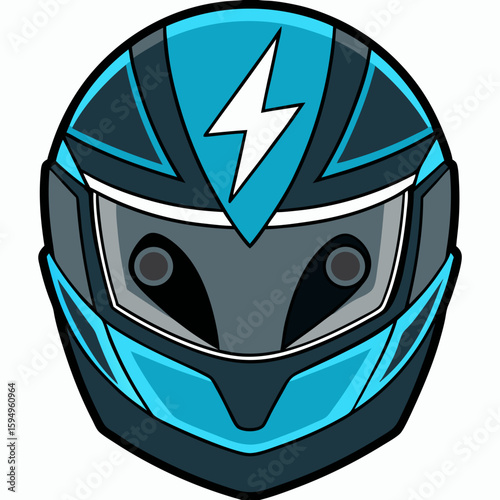 Modern Blue Racing Motorcycle Helmet Vector Illustration