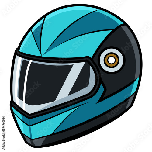Modern Blue Racing Motorcycle Helmet Vector Illustration