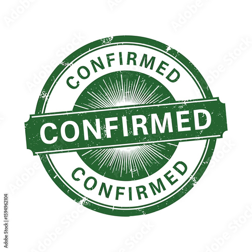 Green confirmed stamp on white background approval concept