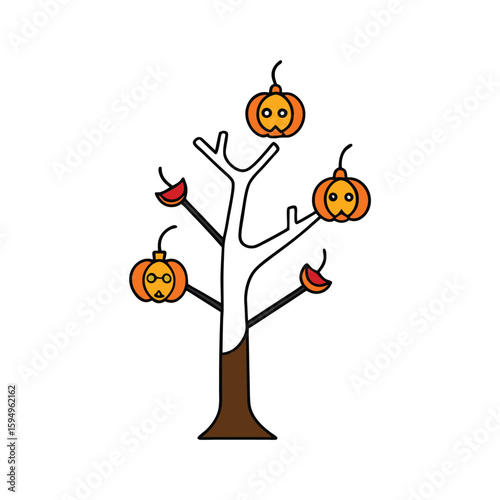 Halloween tree with candy hanging from limbs  clean vector