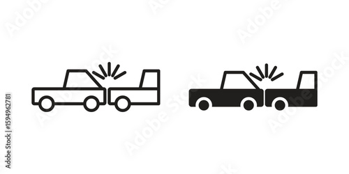 Rear end collision icon symbol shape. vector symbols.