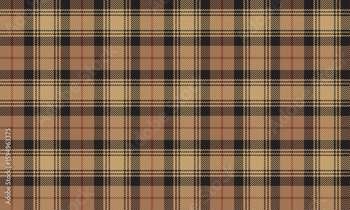 Seamless plaid pattern, brown, yellow, black, orange, conveys a warm vintage feel, suitable for textiles, skirts or pants, adding uniqueness with perfectly contrasting color patterns.