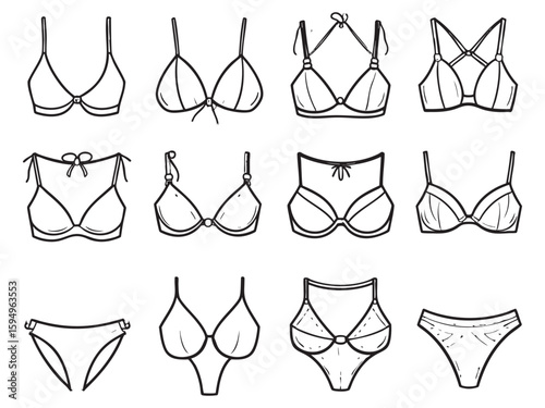 women undergarments icons, set of line icons, icon sheet