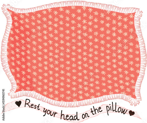 orange floral motif pillow with lace bow