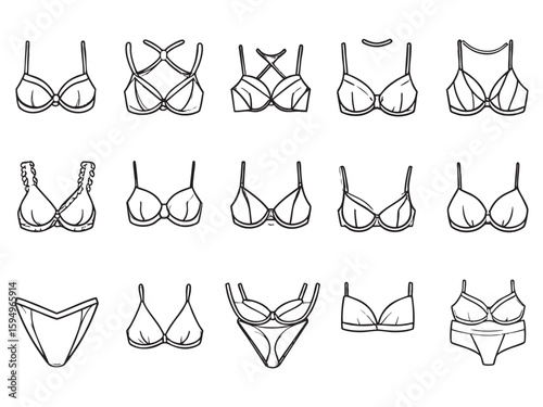 women undergarments icons, set of line icons, icon sheet