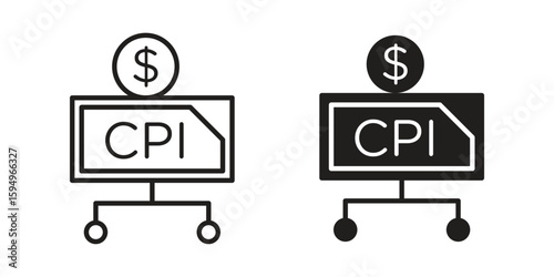 Consumer prices index icon symbol shape. vector symbols.