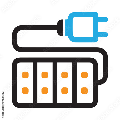 Multi plug, plug, extension cord icon