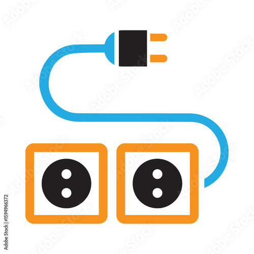 Multi plug, plug, extension cord icon