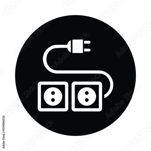 Multi plug, plug, extension cord icon