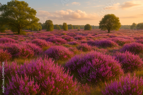 AI image – Field full of purple summer heather