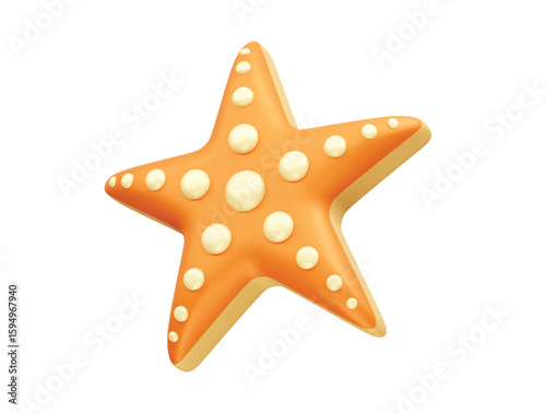 Starfish icon 3d illustration rendering