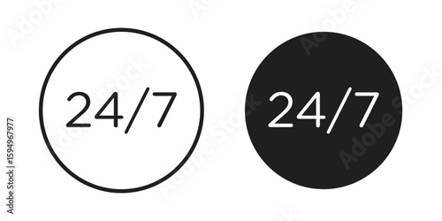 24 7 icon symbol shape. vector symbols.