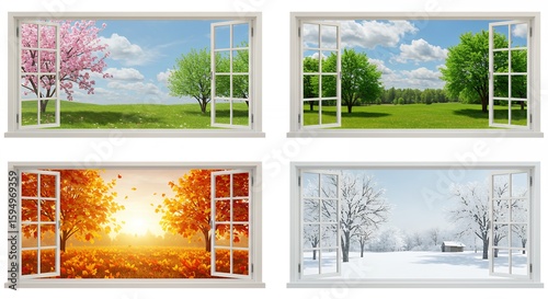 Four seasons through windows image