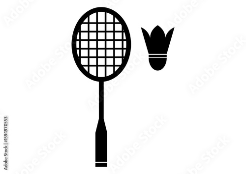 badminton racket and shuttlecock icon vector