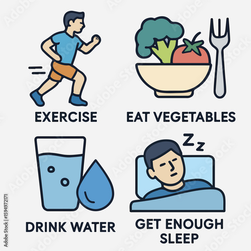 daily activities. Vector, set, illustration
