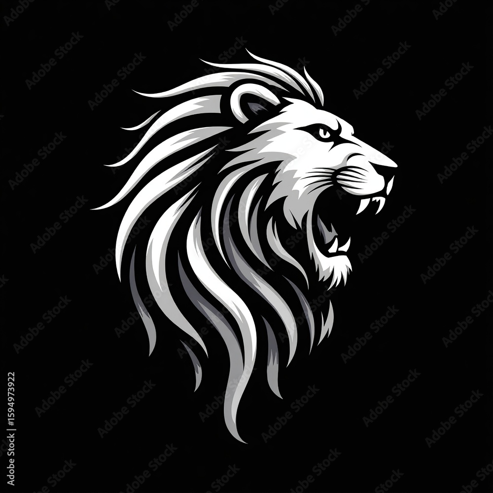 Fototapeta premium lion head silhouette simple