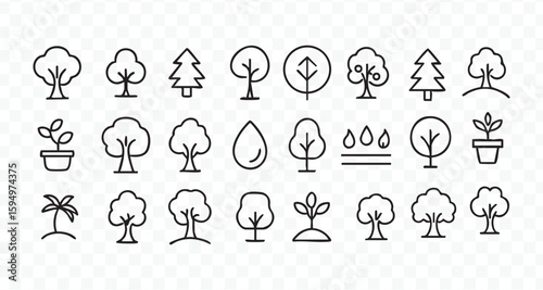 Thin line icons big set Icons business marketing e commerce media leaf tree icon vector