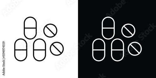 Pills icon Editable stroke vector pack, suitable for web designs.