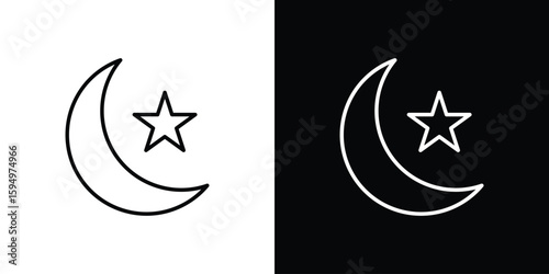 Moon and star icon Editable stroke vector pack, suitable for web designs.