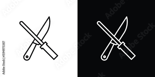 Knife sharpener icon Editable stroke vector pack, suitable for web designs.