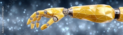 Dynamic low poly visualization of machine arms performing tasks virtual environment 3d graphics futuristic perspective