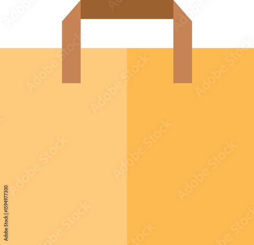 Minimalist shopping bag icon in bright orange with gray handles and white button accents. Perfect for e-commerce, online store, retail business, sale promotions, app interfaces, and digital marketing 