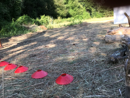Target practice area with cones set up for training