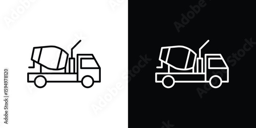 Cement truck icon Editable stroke vector pack, suitable for web designs.