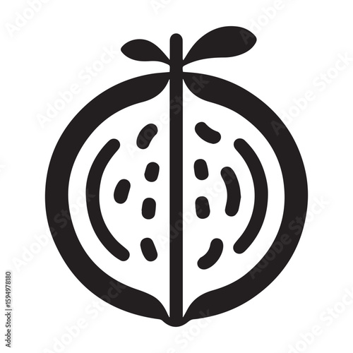 Minimalist guava fruit logo on a white background