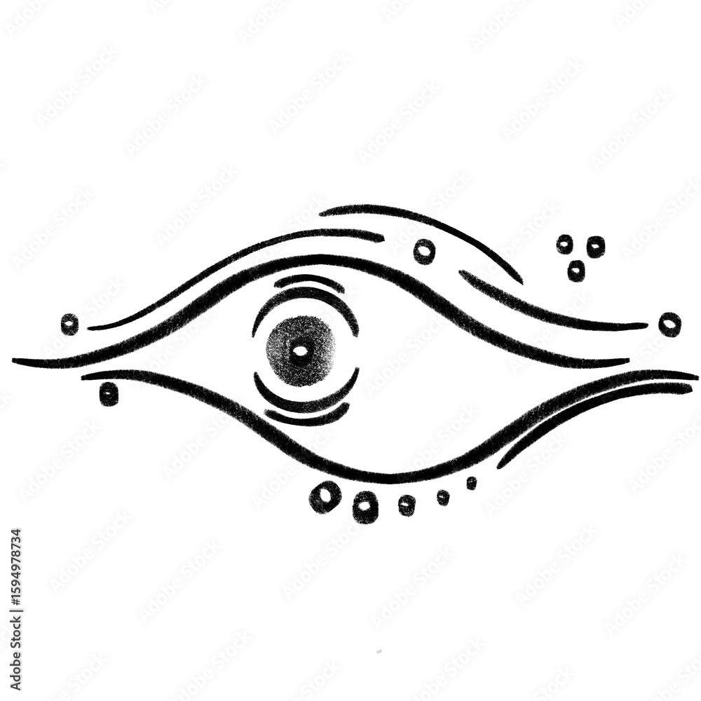 Fototapeta premium ‪Hand Drawn Eye Doodle, Vision Line Sketch, Eyes Crayon Cartoon, Eyes Brush Illustration, Abstract Mystical Emotional Spiritual Icon, Sparkling eye Sticker Tattoo Graphic Black and White Elements.‬