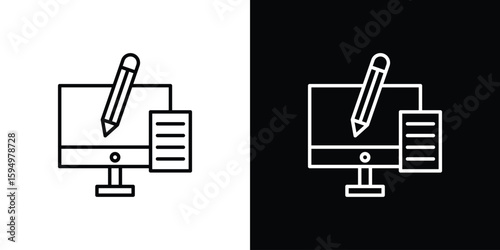 Blended learning icon Editable stroke vector pack, suitable for web designs.